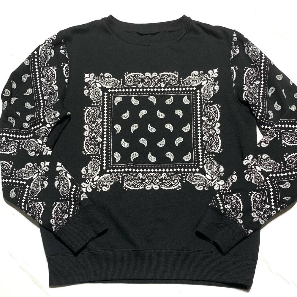 Urban Heritage Black Paisley Prints Fleece Lined Sweatshirt Size Small Unisex